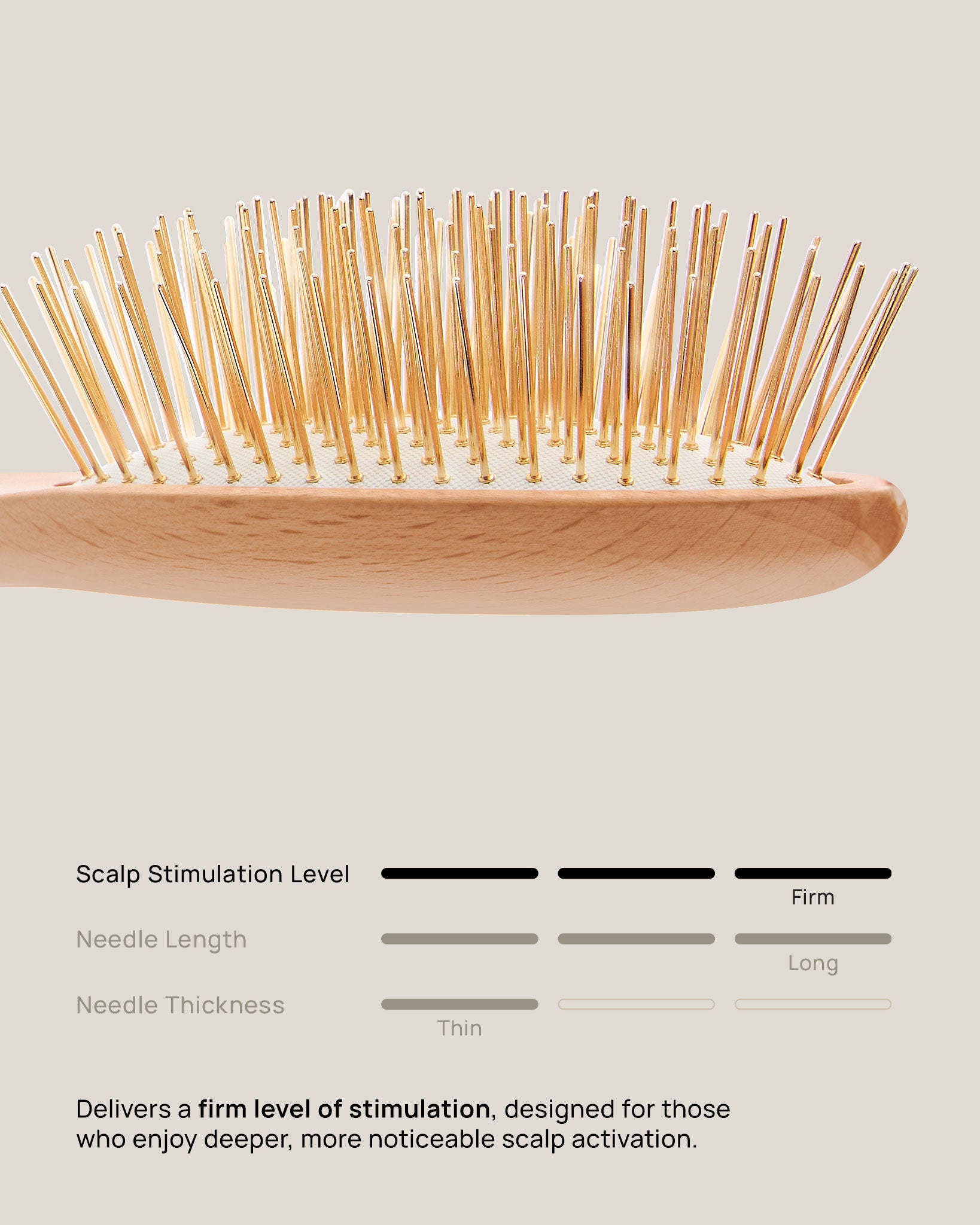 Genuine 24K gold-plated needles deliver smooth, balanced scalp stimulation rooted in traditional acupressure practice.
