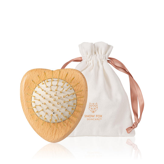 Gua Sha Hair & Scalp Brush: Love Heart Wooden Edition – Snow Fox