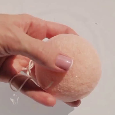 Konjac sponge made in Japan. Gently exfoliates and cleanses skin, with a soft, bouncy pudding like texture when soaked in water, cherry blossom konjac sponge video how to use with water and soap or body wash. 