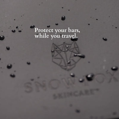 video showing soft silicone travel case for shampoo bars. Easy to use, durable and light. 50% off with any purchase of snow fox hair bars. 