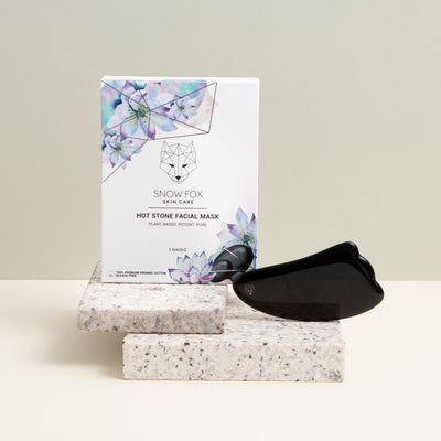 Hot Stone Facial Mask and Obsidian Gua Sha Set Snow Fox skincare