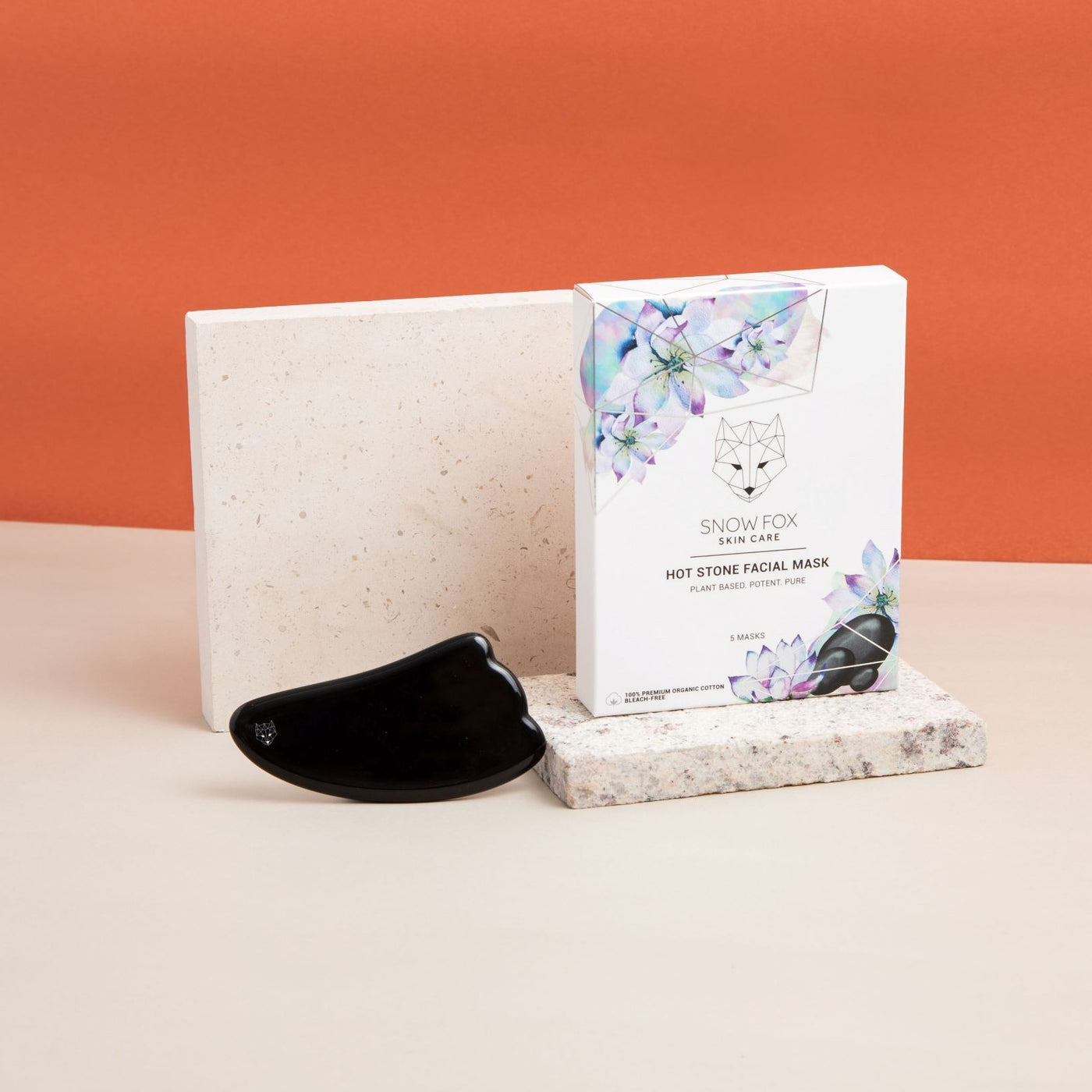Hot Stone Facial Mask and Obsidian Gua Sha Set Snow Fox skincare